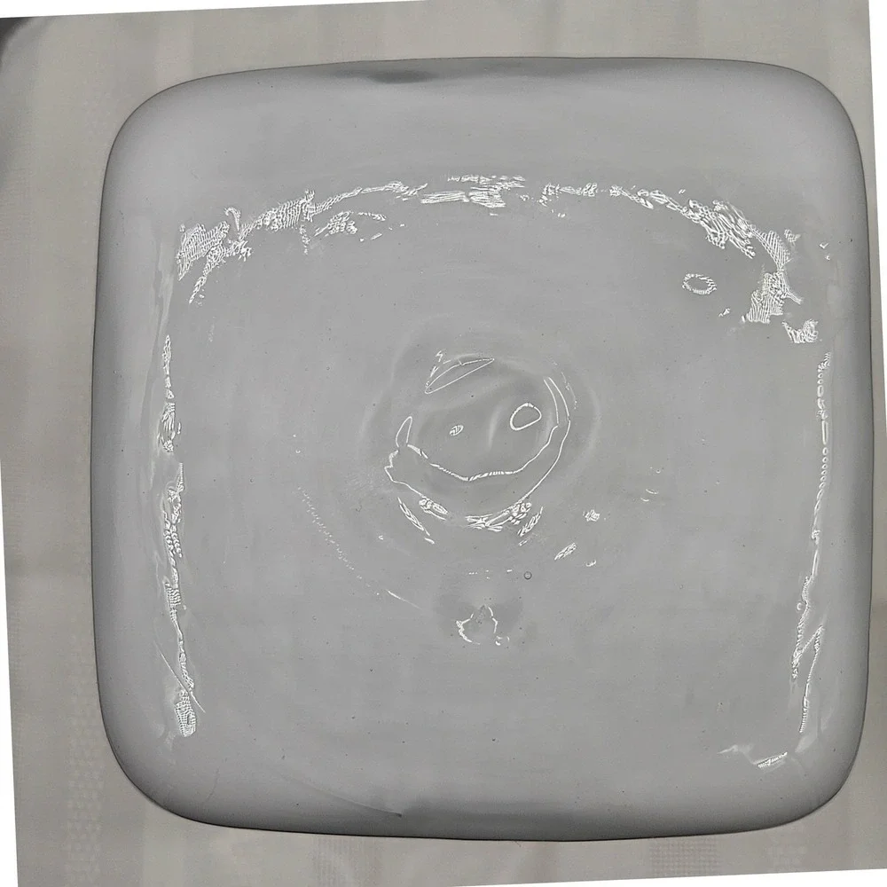 Hand Blown Square Glass Vase White Clear Two Tone‎ 8.5 Inch
